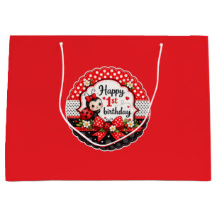 Little Ladybug's 1st Birthday Party Large Gift Bag
