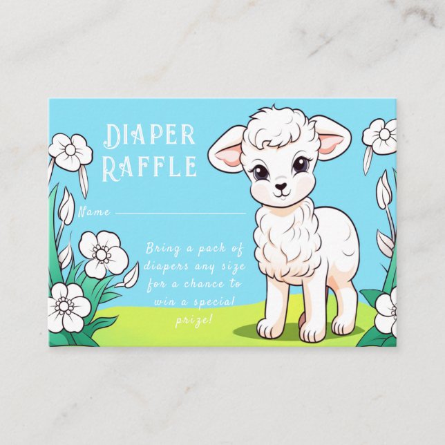Little Lamb Baby Shower Enclosure Card (Front)