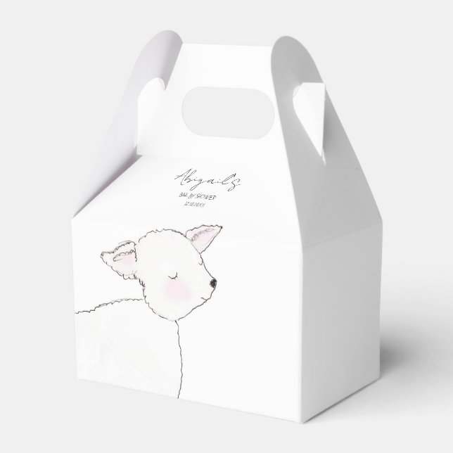 Little Lamb Baby Shower Favor Box (Front Side)