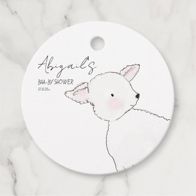 Little Lamb Baby Shower Favour Tags (Front)
