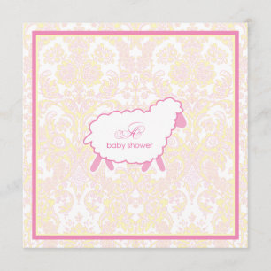Little Lamb Baby Shower Invitation   Pink