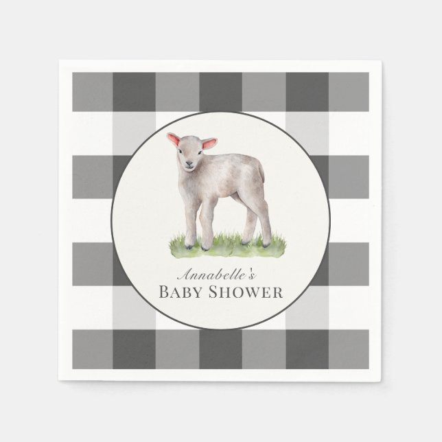 Little Lamb Baby Shower Napkin (Front)
