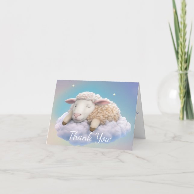 Little Lamb Baby Shower Thank You Card (Front)