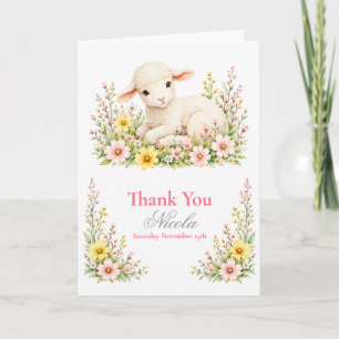 Little Lamb Baby Shower Thank You Card