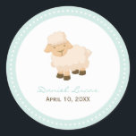 Little Lamb Baptism Classic Round Sticker<br><div class="desc">Artwork © JW Design</div>