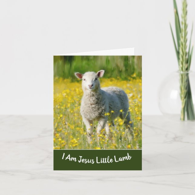 Little Lamb  Baptism Greeting Card (Front)