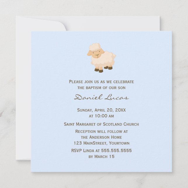 Little Lamb Baptism Invitation (Front)