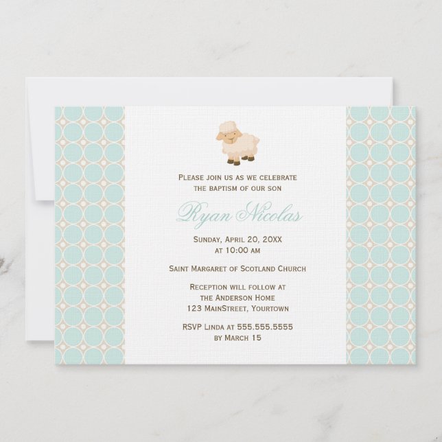 Little Lamb Baptism Invitation (Front)