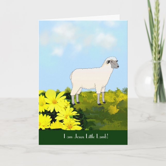 Little Lamb Children's Baptism Card (Front)