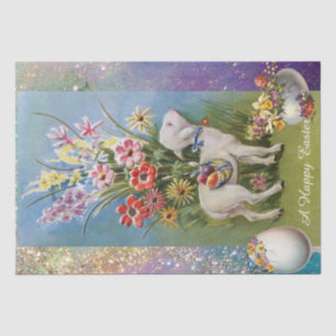 LITTLE LAMB ,EASTER EGGS WITH FLOWERS TISSUE PAPER