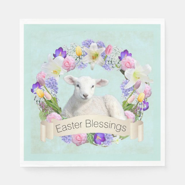 Little Lamb Easter Paper Napkins (Front)