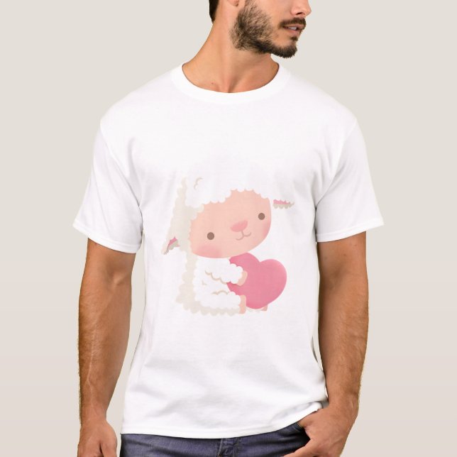 Little Lamb Hugging Heart T-Shirt (Front)