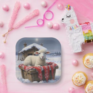 Little Lamb Moonlight Paper Plate