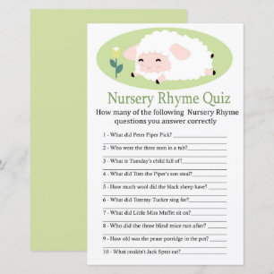 Little lamb Nursery Rhyme Quiz baby shower game