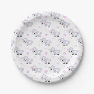 Little Lamb Sheep Baby Shower Paper Plate