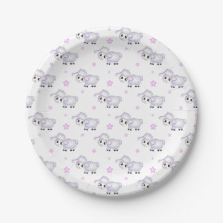 Little Lamb Sheep Baby Shower Paper Plate