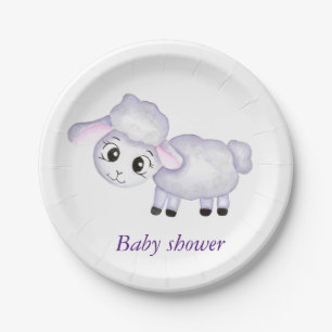 Little Lamb Sheep Baby Shower Paper Plate