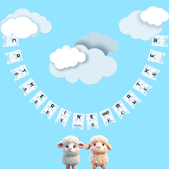 Little Lamb Soaring High in Boy Blue Balloon Bunting Flags (Creator Uploaded)