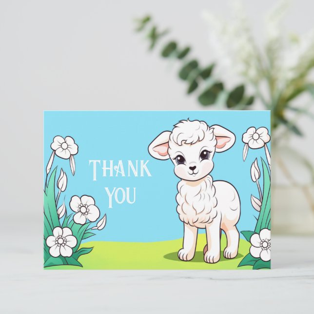 Little Lamb Thank You Card (Standing Front)
