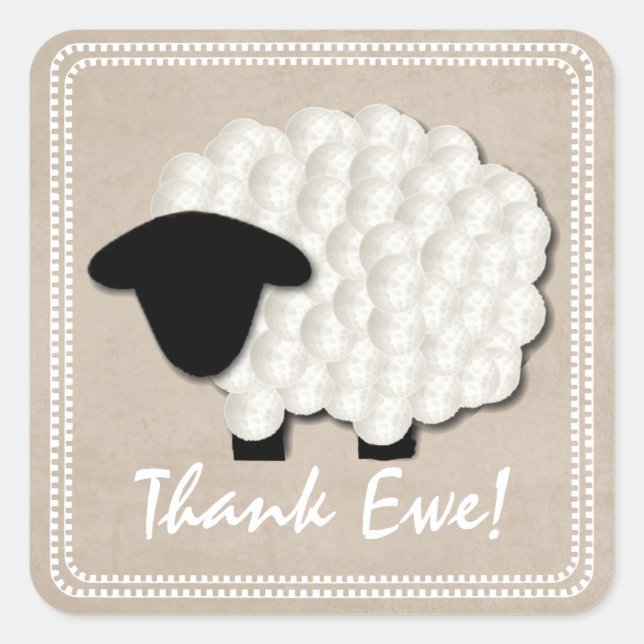 Little Lamb Thank You Stickers (Square) (Front)