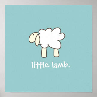 Little Lamb wall print (cool blue)