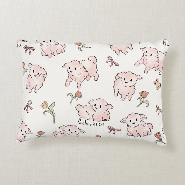 Little Lamb White Accent Pillow (Back)