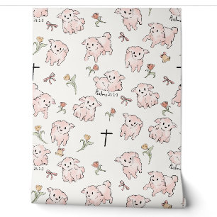 Little Lamb White Wallpaper