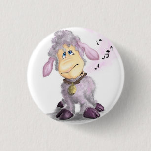 Little Lamb with Bell - Add Your Text / Name 1 Inch Round Button