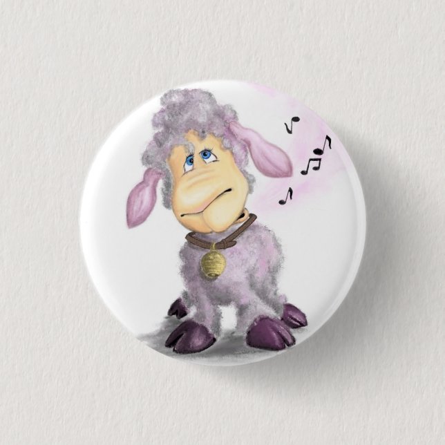 Little Lamb with Bell - Add Your Text / Name 1 Inch Round Button (Front)