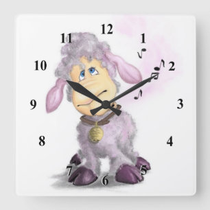 Little Lamb with Bell - Add Your Text / Name Square Wall Clock