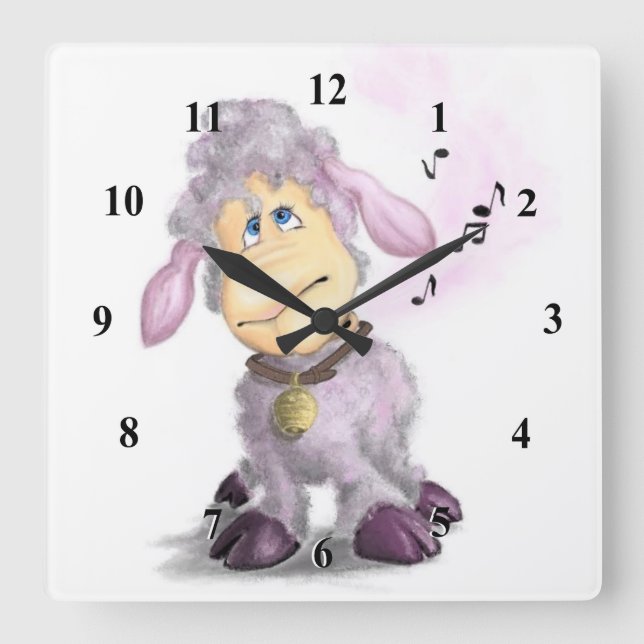 Little Lamb with Bell Wall Clock - Customizable (Front)