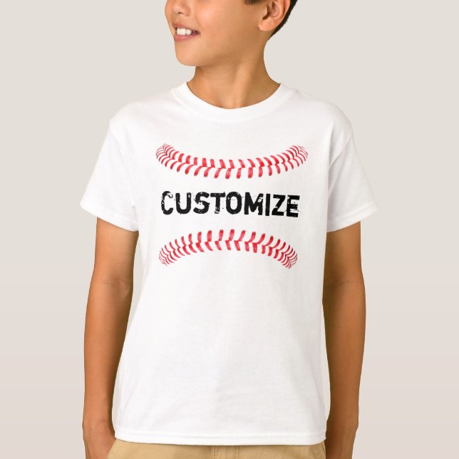 Little League Baseball Custom Team Name/Text Kids T-Shirt (Front)