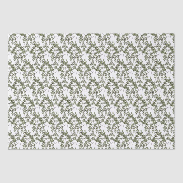 Little Leaves on Tangled Twigs Botanical Garden  Tissue Paper (Front)