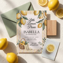 Little Lemon Picnic Gingham Kids Birthday Party