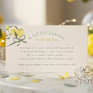 Little Lemon Sage Bow Book for a Baby Shower Enclosure Card