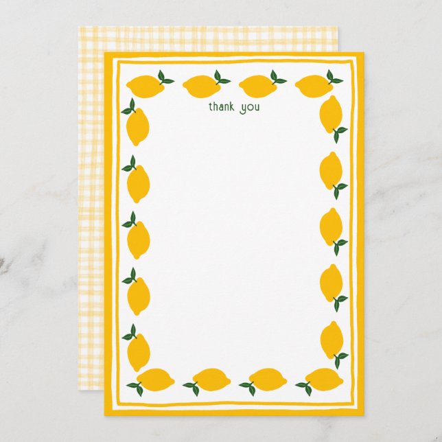 Little Lemons CUSTOM Bridal Shower  Thank You Card (Front/Back)