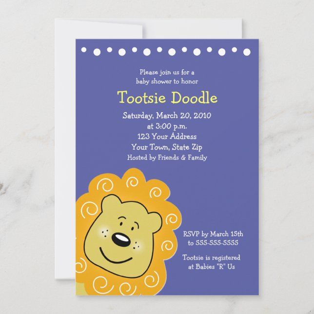 Little Leo Lion Baby Shower Invitation 5 x 7 (Front)