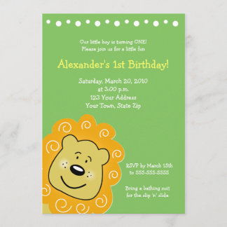 Little Leo Lion BIRTHDAY Invitation 5 x 7