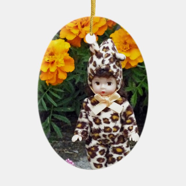 Little Leopard Girl Ceramic Ornament (Front)