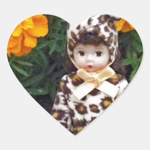 Little Leopard Girl Heart Sticker