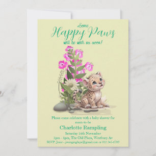 Little Leopard on Pale Bud Baby Shower Invitation