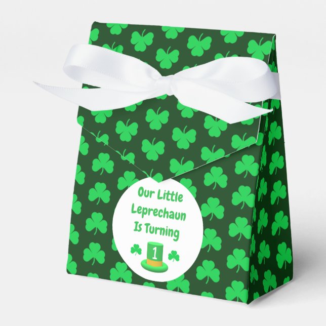 Little Leprechaun 1st Birthday Favor Box (Front Side)