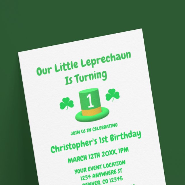 Little Leprechaun 1st Birthday Invitation (Creator Uploaded)
