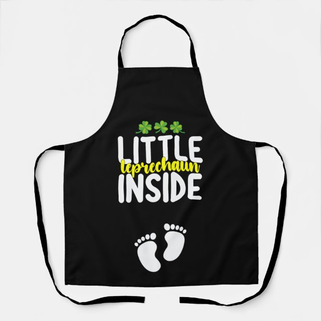 Little Leprechaun Inside Pregnancy Pregnant Mom Apron (Front)