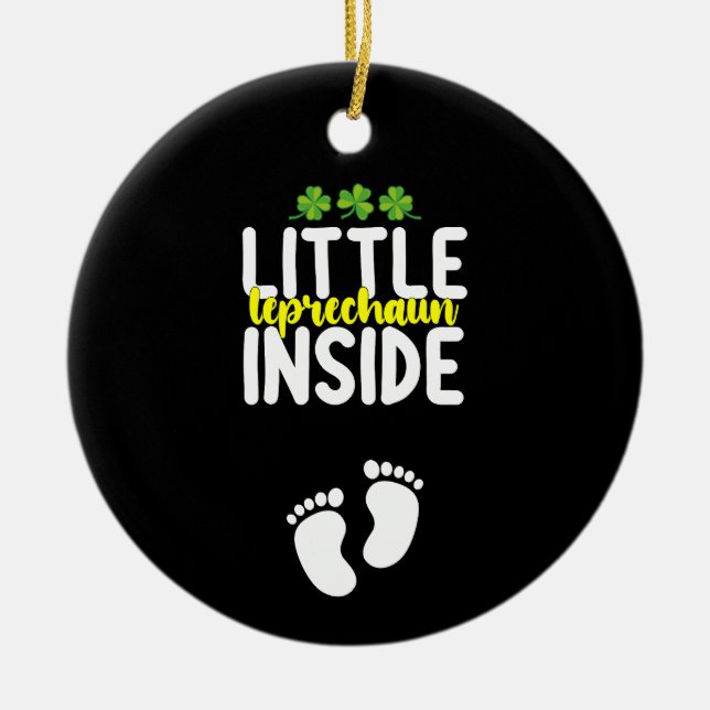 Little Leprechaun Inside Pregnancy Pregnant Mom Ceramic Ornament (Front)