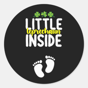 Little Leprechaun Inside Pregnancy Pregnant Mom Classic Round Sticker