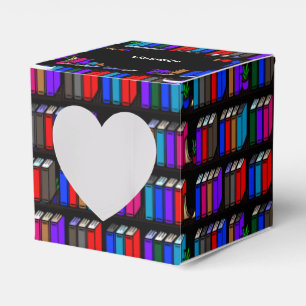 Little Library Book Shelves Black Heart Favor Box