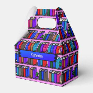 Little Library Book Shelves Pink Gable Favor Box