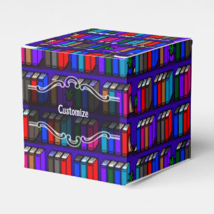 Little Library Book Shelves Purple Cube Favor Box