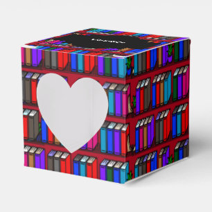 Little Library Book Shelves Red Heart Favor Box